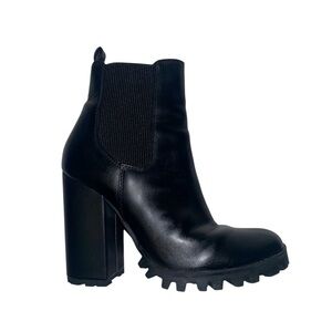Steve Madden Black Chunky Heel Ankle Boots